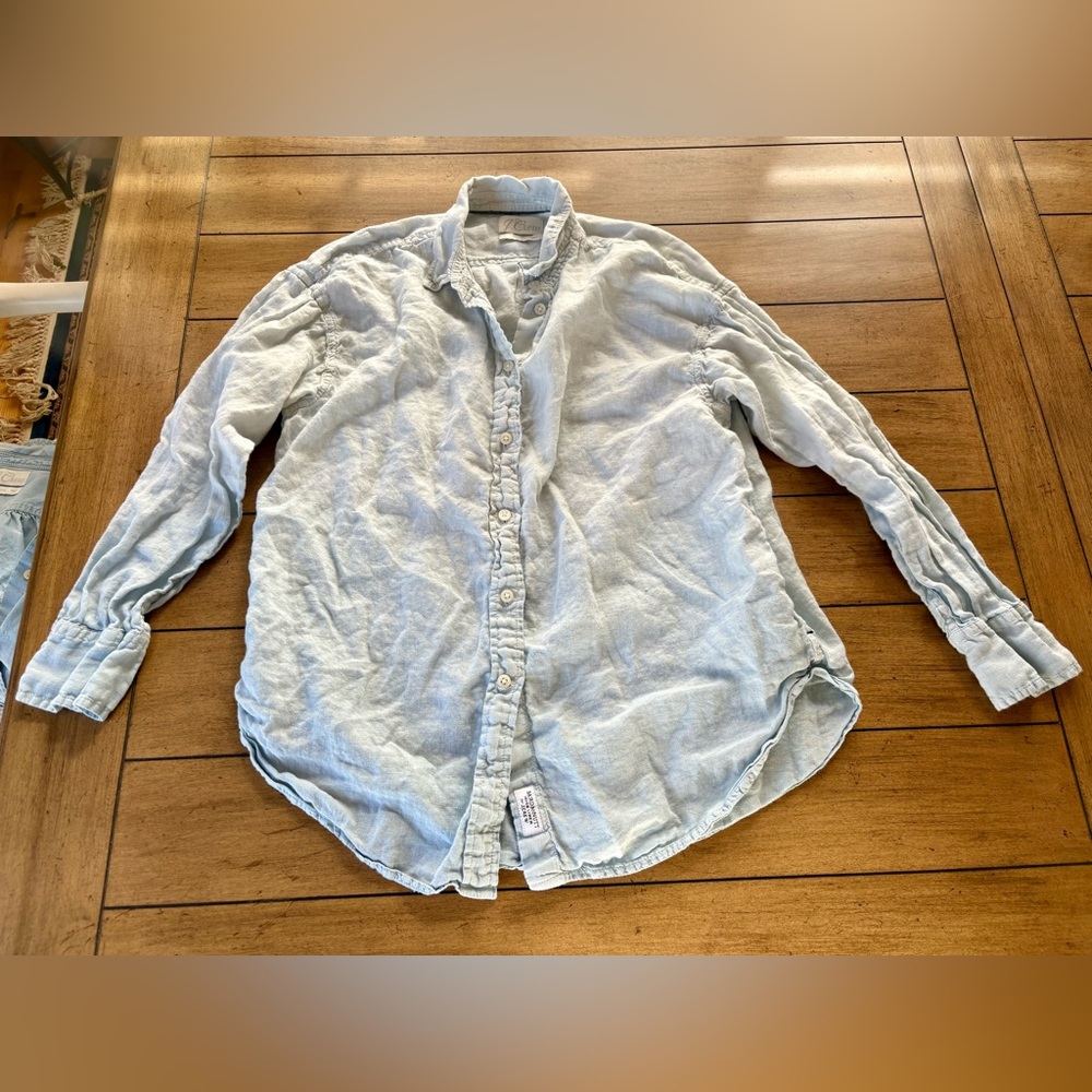 Baird McNutt Irish Linen for J.Crew Relaxed Fit Button Down Shirt, Size 8